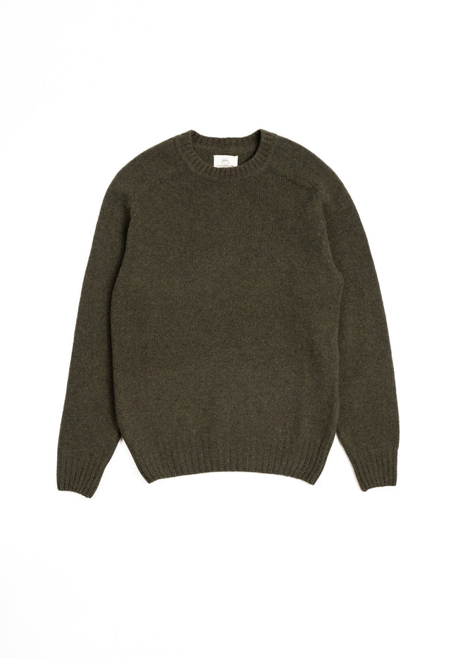 LAMBSWOOL CREW NECK JUMPER OLIVE