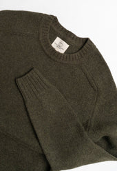 LAMBSWOOL CREW NECK JUMPER OLIVE