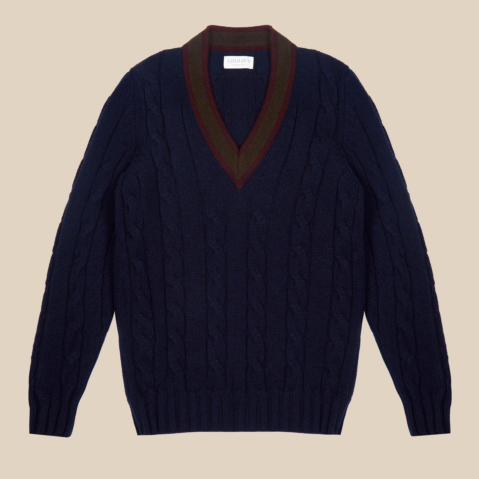 Superfine Lambswool Cricket Sweater In Burgundy And Olive