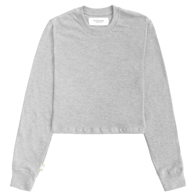Monday Long Sleeve Crop Top Heather Grey