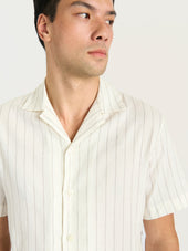 The Lido Stripe Cuban Collar Shirt Linen