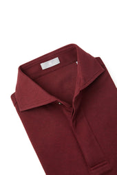 Burgundy Spread Collar Polo - Short Sleeve Davis Fit (Slim)