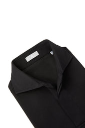Black Spread Collar Polo - Short Sleeve Davis Fit (Slim)