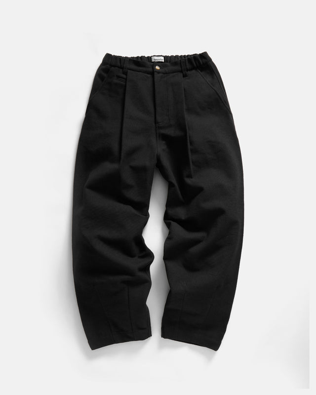 KELL PLEATED BIG PANT - BLACK HANDSPUN COTTON CANVAS