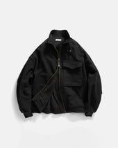 ASYMMETRIC WEP FLIGHT JACKET - BLACK HANDSPUN COTTON CANVAS