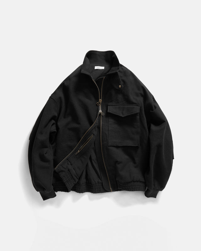 ASYMMETRIC WEP FLIGHT JACKET - BLACK HANDSPUN COTTON CANVAS