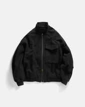 ASYMMETRIC WEP FLIGHT JACKET - BLACK HANDSPUN COTTON CANVAS