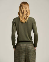 Long Sleeve Polo In Cashmere And Silk Military Green