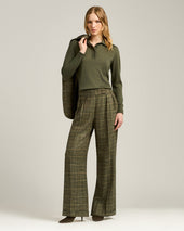 Long Sleeve Polo In Cashmere And Silk Military Green