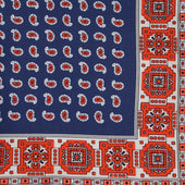Edged Paisley Pocket Square in Navy