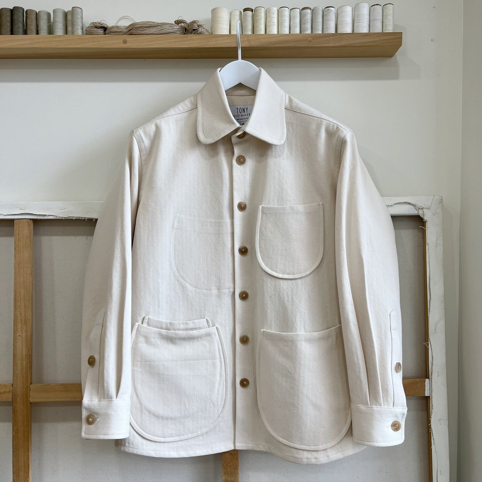 Cotton Linen Herringbone Twill Chore Coat