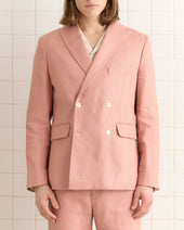 Lightweight Linen Double-Breasted Suit Jacket - Pink