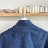 Blue Chambray Linen Sawtooth Western Shirt