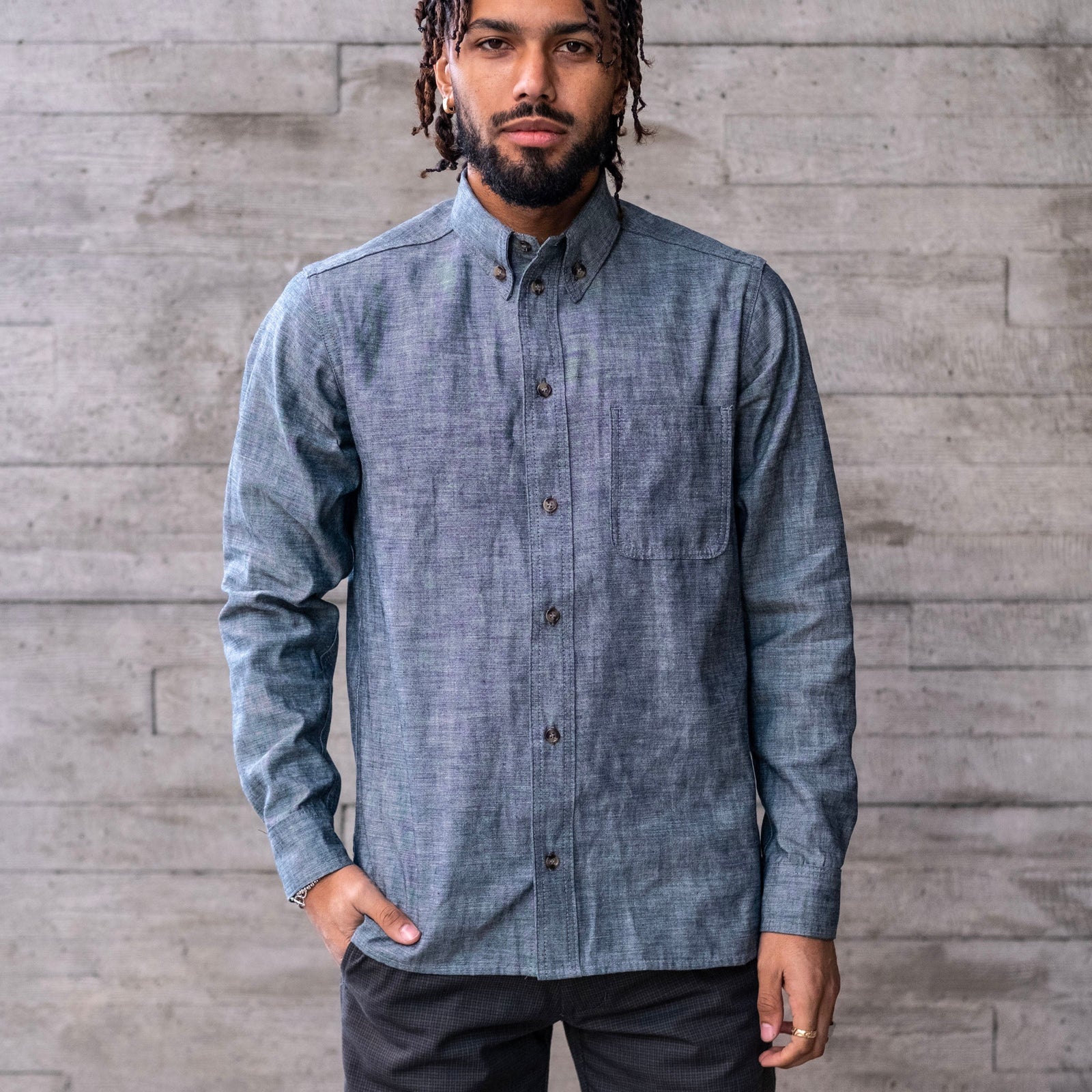 Button Down Shirt Hattori Ichiban Chambray