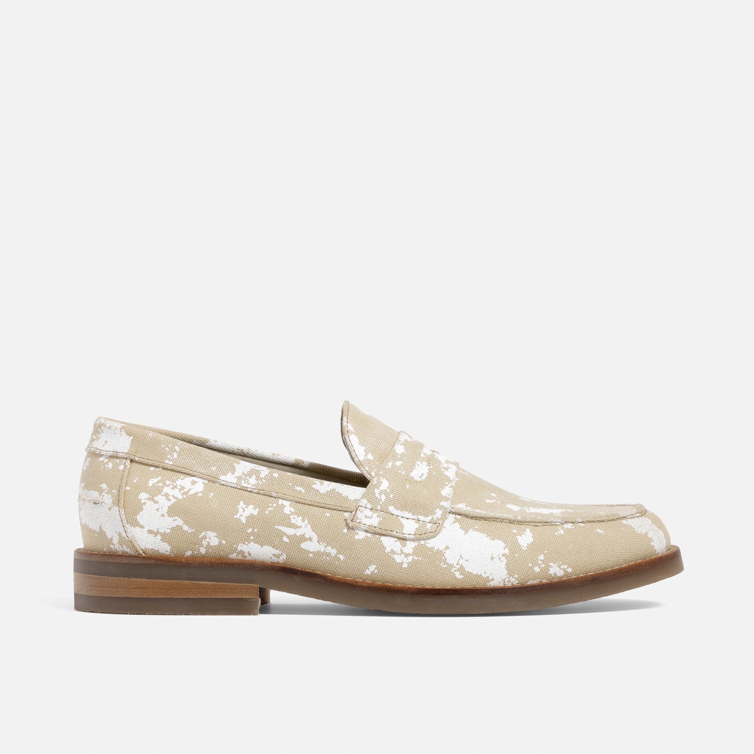 Wilde Beige White Painted Canvas Penny Loafer Men S