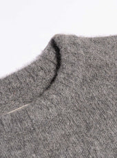 Brushed Shetland Crew in Grey Lambswool