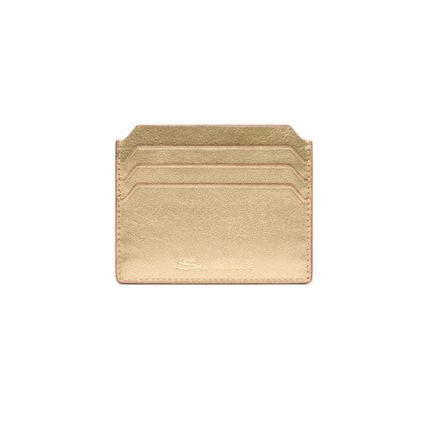 Gold laminated leather credit card holder