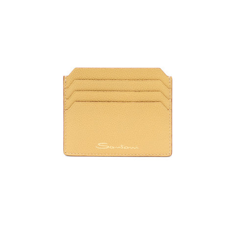 Yellow tumbled leather credit card holder