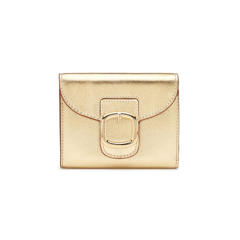 Gold laminated leather wallet with coin pocket