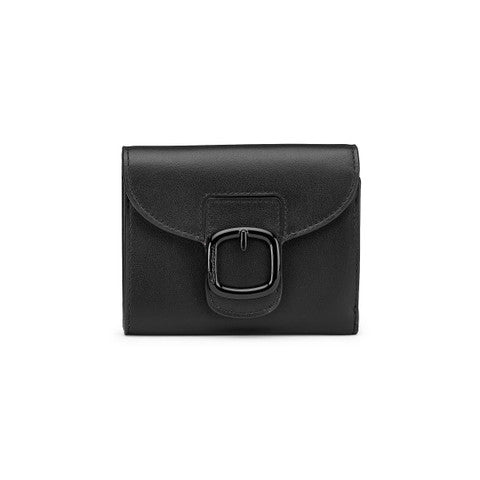 Black Leather Wallet With Coin Pocket