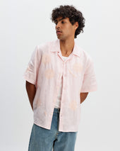 Didcot Pink Flower Embroidered Short Sleeve Shirt