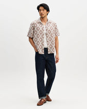 Didcot And Ecru Diamond Lace Short Sleeve Shirt