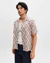 Didcot And Ecru Diamond Lace Short Sleeve Shirt