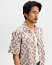 Didcot And Ecru Diamond Lace Short Sleeve Shirt