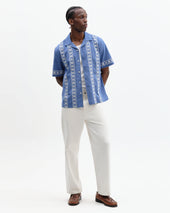 Didcot And Ecru Embroidered Short Sleeve Shirt