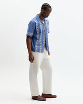 Didcot And Ecru Embroidered Short Sleeve Shirt