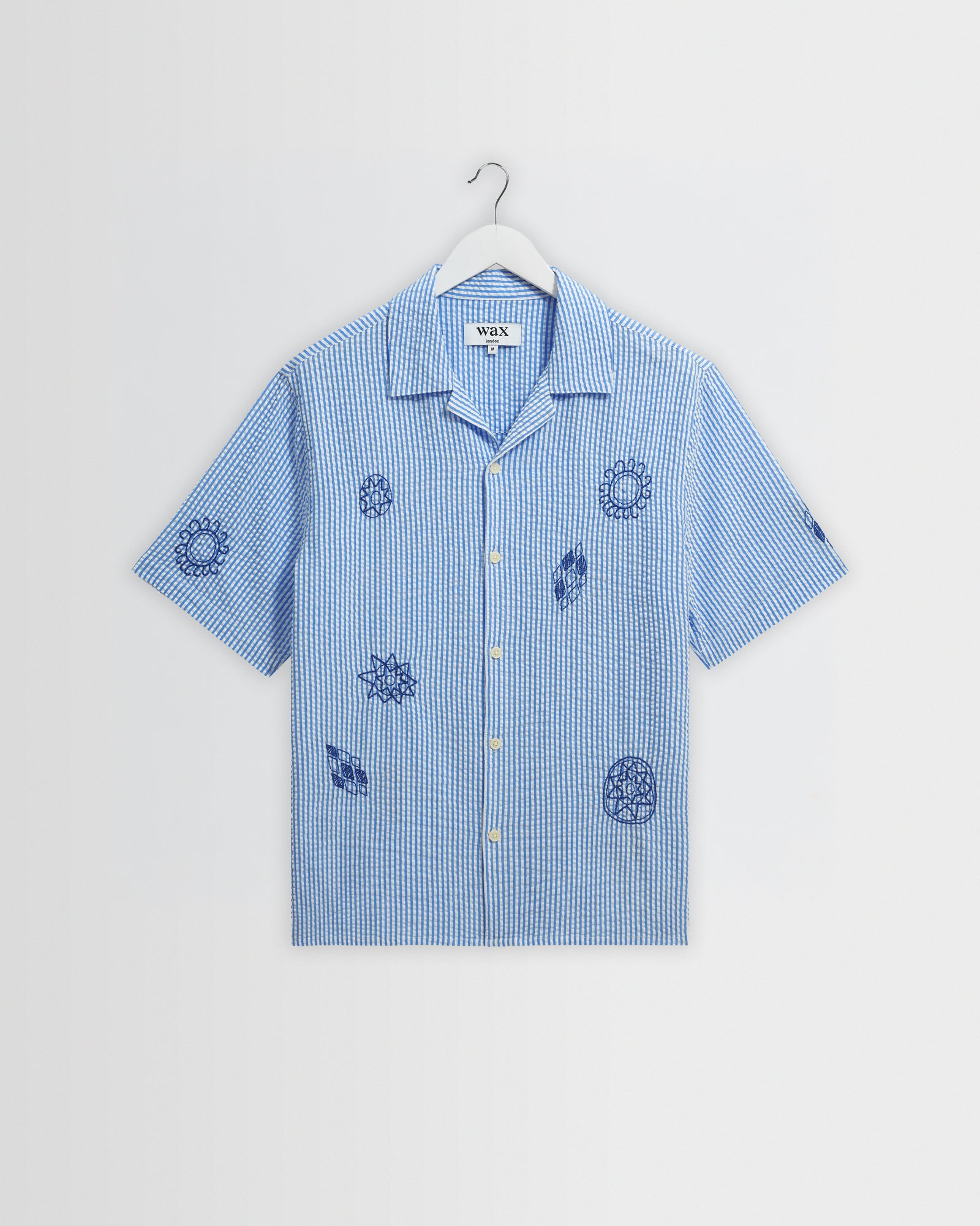 Didcot And Ecru Doodle Seersucker Short Sleeve Shirt