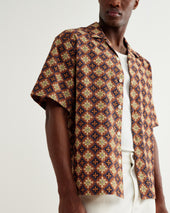 Didcot Tile Print Seersucker Short Sleeve Shirt