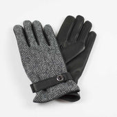 Black cashmere-lined gloves with Harris Tweed back
