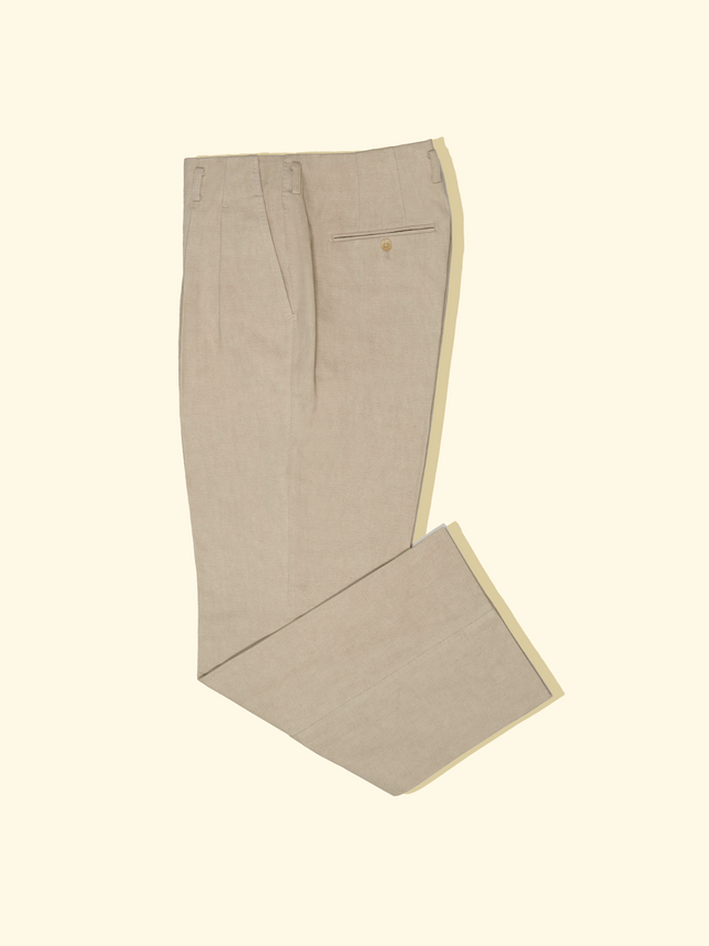 Canvas Pleated Wide Trousers - Biscuit — The Anthology
