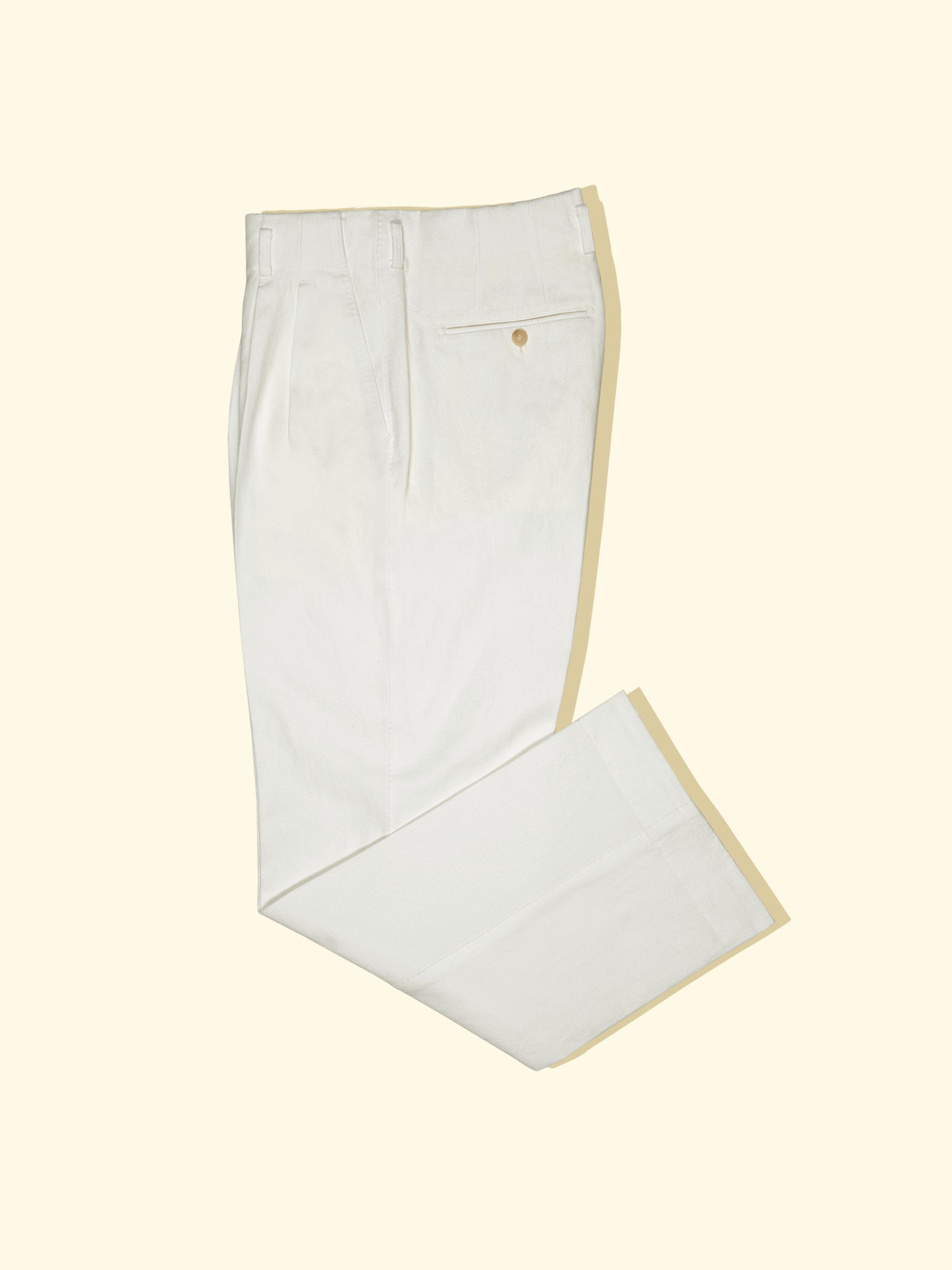 Canvas Pleated Wide Trousers White The Anthology