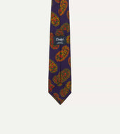 Purple Large Paisley Print Silk Self Tipped Tie