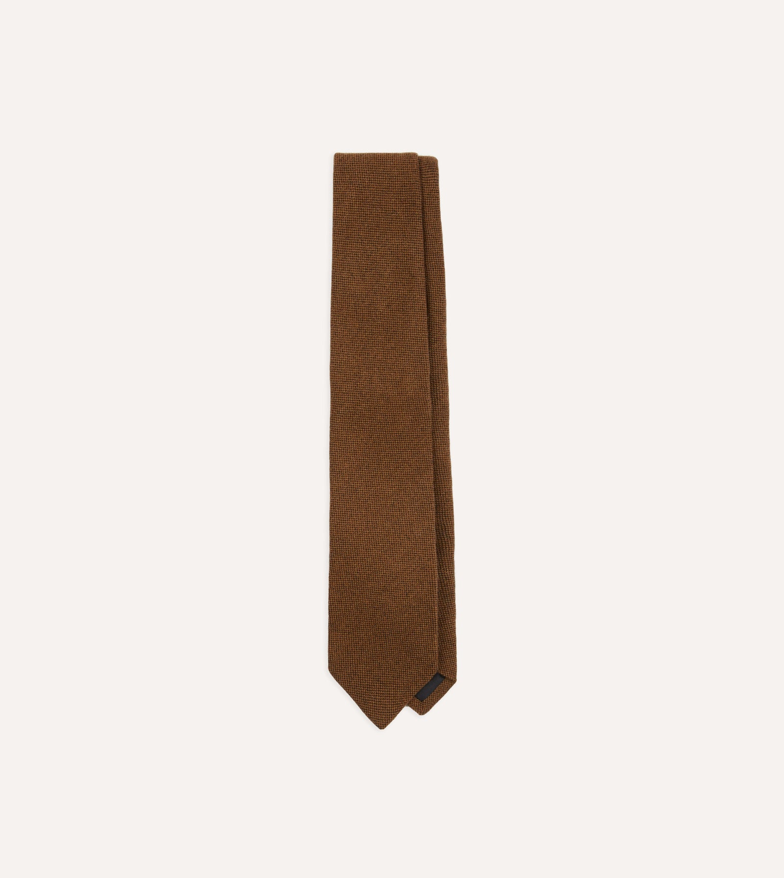 Brown Pure Cashmere Solid Tipped Tie