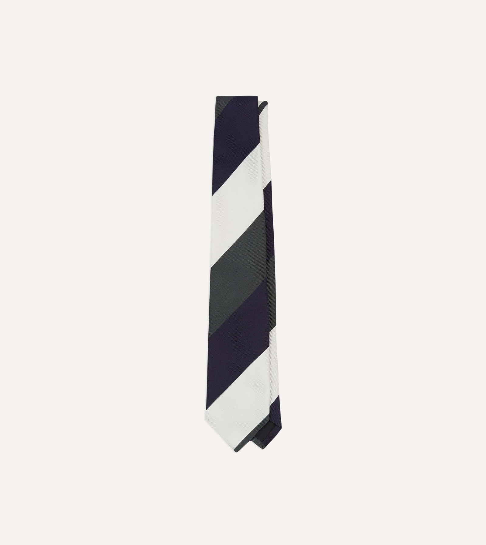 Navy And Grey Wide Stripe Repp Silk Tipped Tie