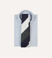 Navy And Grey Wide Stripe Repp Silk Tipped Tie