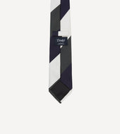 Navy And Grey Wide Stripe Repp Silk Tipped Tie
