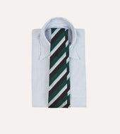 Green Blue And White Multi Stripe Mogador Silk Tipped Tie