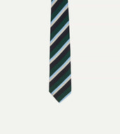 Green Blue And White Multi Stripe Mogador Silk Tipped Tie