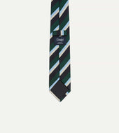 Green Blue And White Multi Stripe Mogador Silk Tipped Tie