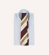 Red And Cream Broad Stripe Silk Tipped Tie