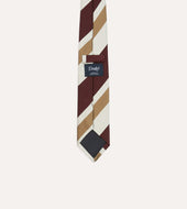 Red And Cream Broad Stripe Silk Tipped Tie