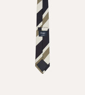 And Olive Broad Stripe Silk Tipped Tie