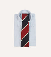 Red And Ecru Broad Stripe Mogador Silk Tipped Tie