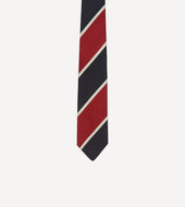 Red And Ecru Broad Stripe Mogador Silk Tipped Tie