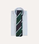 And Green Broad Stripe Mogador Silk Tipped Tie
