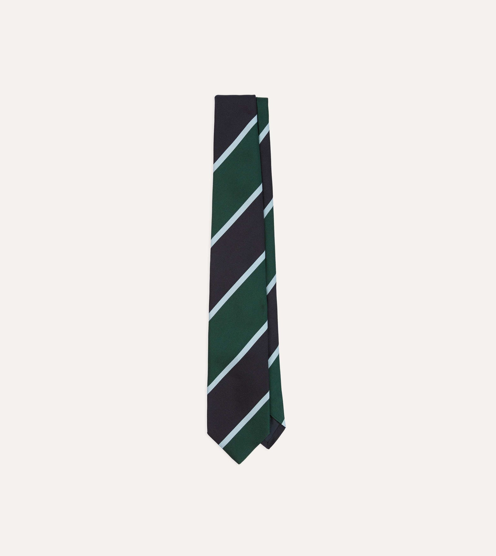 And Green Broad Stripe Mogador Silk Tipped Tie